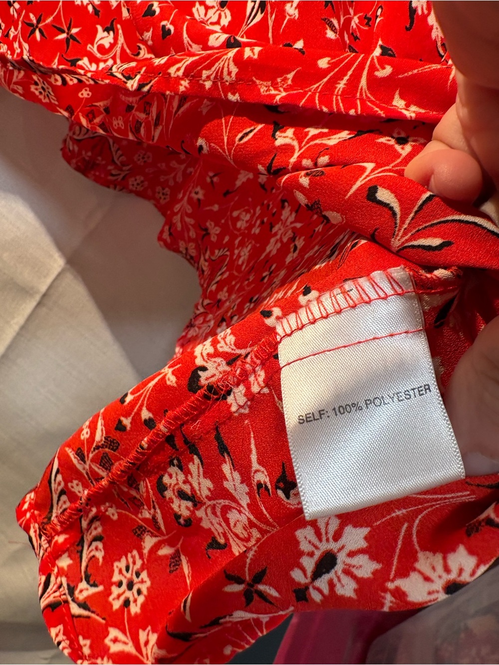 Rose & Olive Red Floral Ruffle Tie-Neck Tunic - Picture 6 of 13
